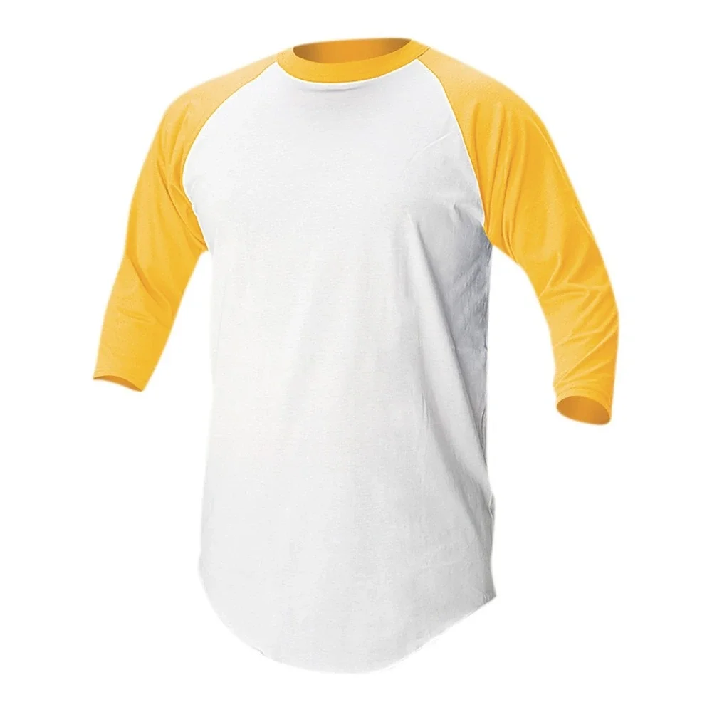 Soffe Youth Baseball/Softball 3/4 Sleeve Shirt, White/Orange - XS